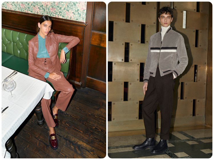 TOD'S 2023秋冬男女裝全面上市，以大地色系、精緻毛料與細節，展現出愜意自由的義式時尚姿態。圖／TOD'S提供（合成圖）