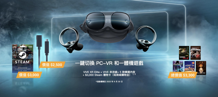 HTC VIVE XR Elite推出超級強檔優惠，總價值8,800元PC-VR...
