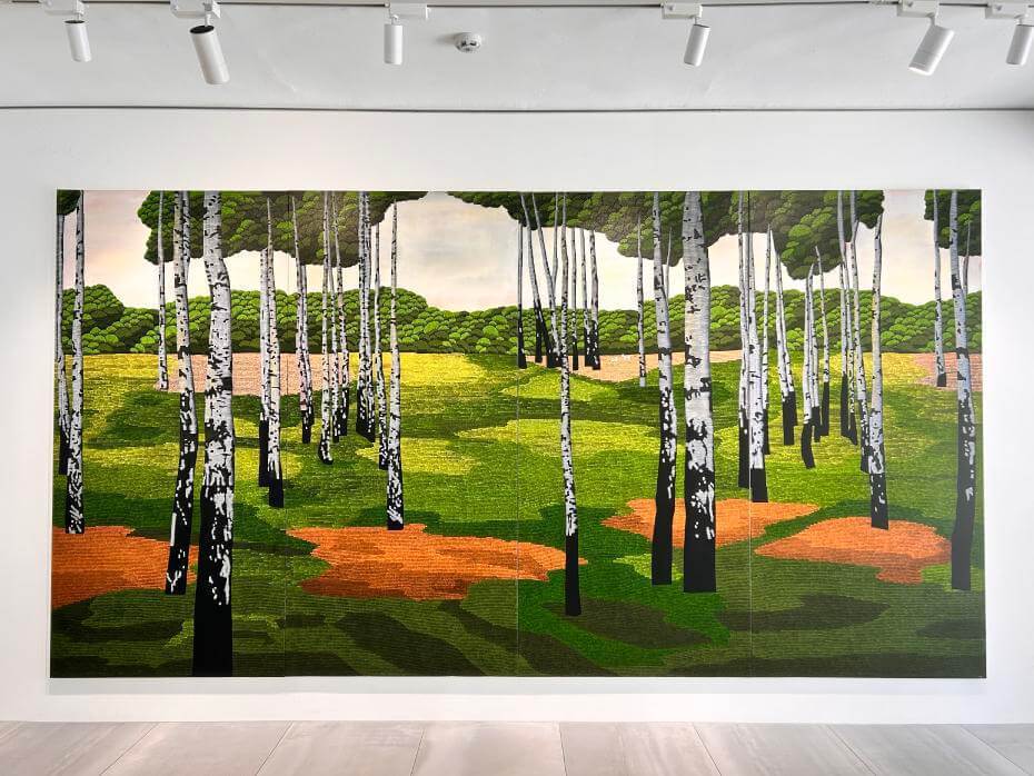 《快樂的白楊樹林》220X420CM，油彩畫布，2023。 圖／藝星藝術中心