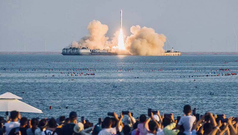 大陸星河動力公司5月首次自海上發射衛星成功，創造了大陸民營火箭發射的新紀錄。 圖／取材星河動力航太
