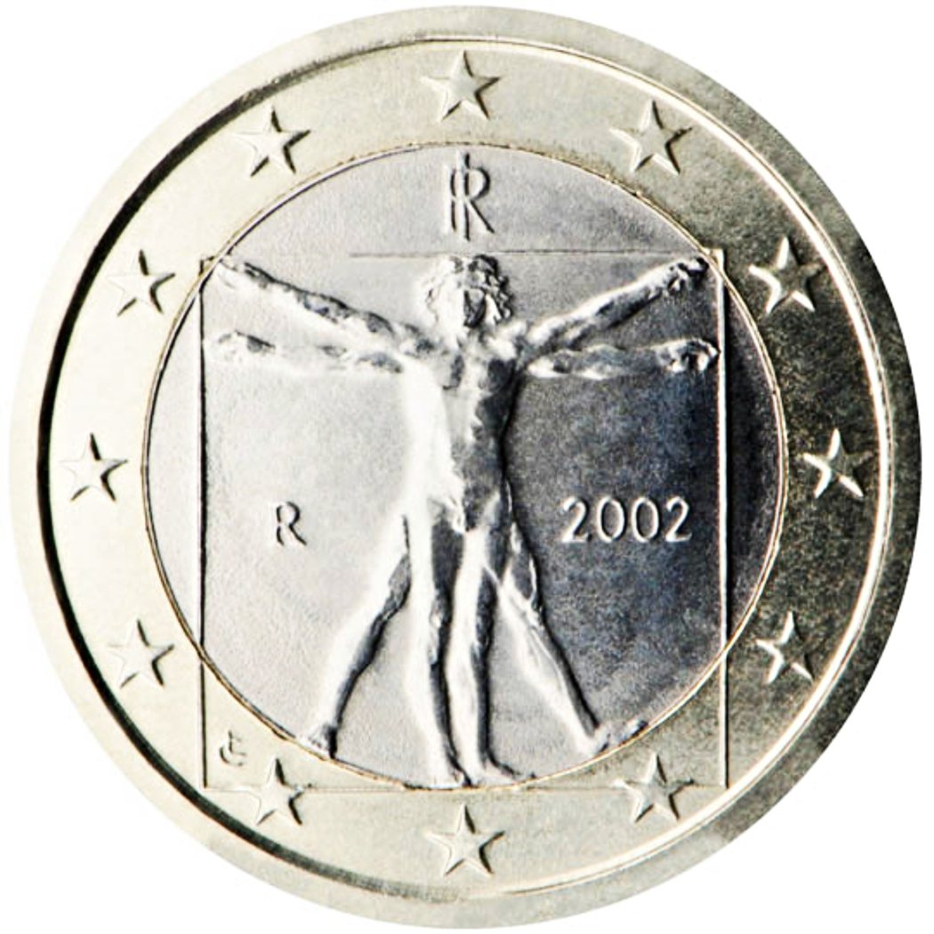 義大利版一歐元硬幣。 圖／歐洲央行