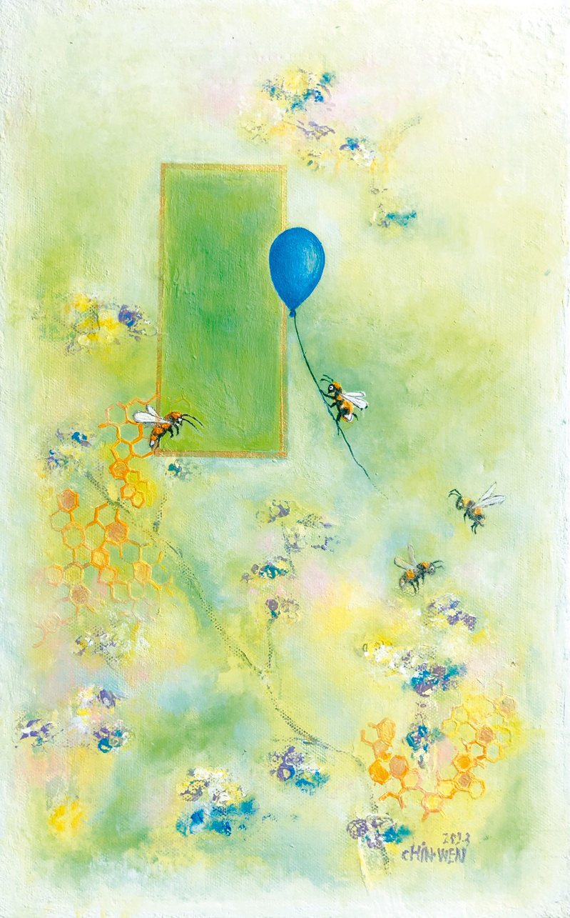 奔蜂與藍氣球。（圖／李進文）