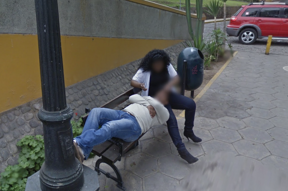 秘魯一名丈夫使用Google地圖街景服務，居然目睹妻子偷情現場。圖片來源／翻攝自Google地圖