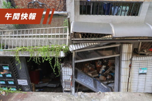 台北市大直街94巷周圍疑因建案工程，造成民宅傾斜、塌陷，許多住家大門前已塌陷變形。記者余承翰／攝影