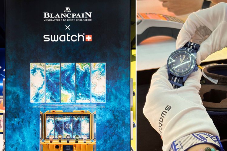 想購買Swatch聯名Blancpain潛水表的人，大多瞄準象徵大西洋的藍色款。記者曾智緯／攝影