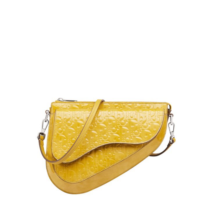Dior Saddle Boxy黃色Dior Oblique壓印皮革馬鞍包，13...