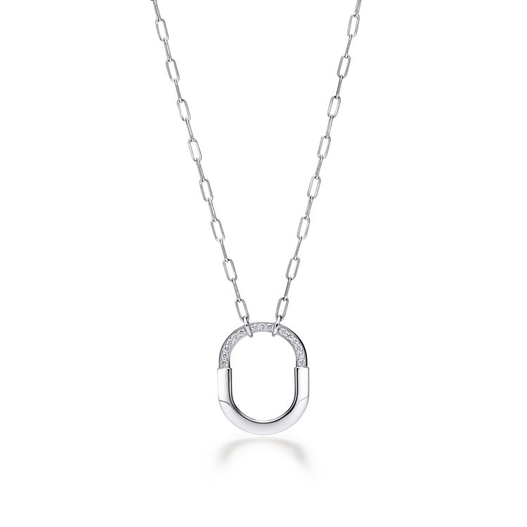 Tiffany Lock 18K白金鑲鑽項鍊中型款，22萬元。圖／Tiffany提供