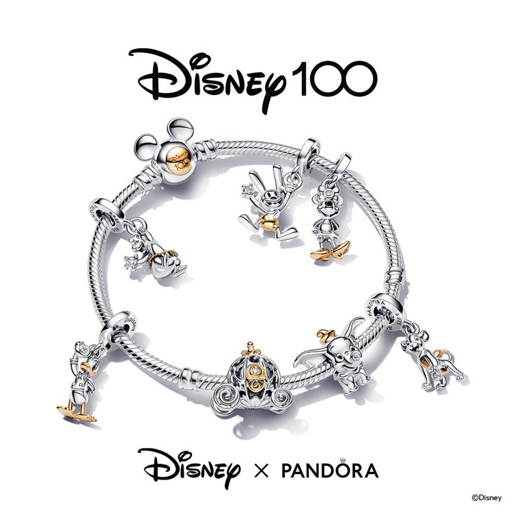 歡慶迪士尼100週年，Pandora再推迪士尼聯名多款人氣造型飾品。圖／Pandora提供