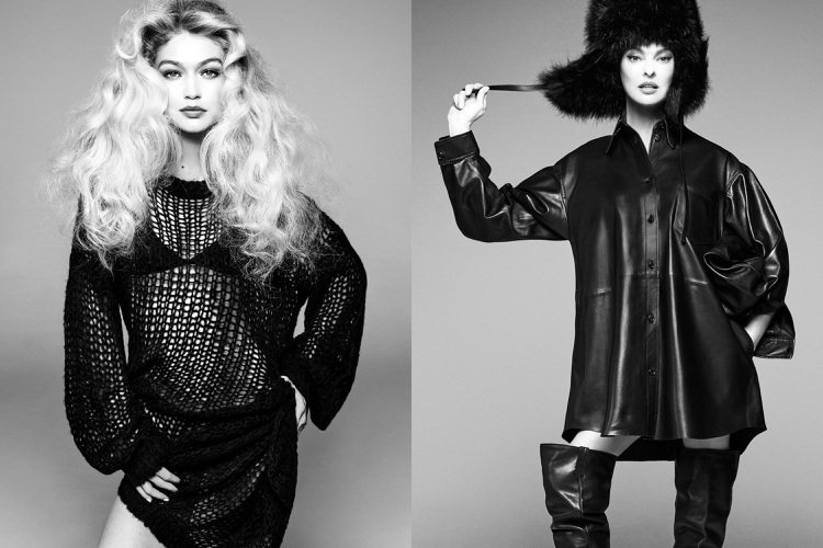 傳奇超模Linda Evangelista（右）、當代超模Gigi Hadid（左）都為時尚攝影大師Steven Meisel拍攝聯名系列服飾廣告。圖／摘自Zara官網
