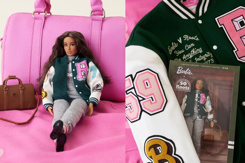 Roots慶祝50周年腳步沒停歇，首度攜手美泰兒玩具公司的招牌「芭比（Barbie）」推出聯名系列。圖／Roots提供