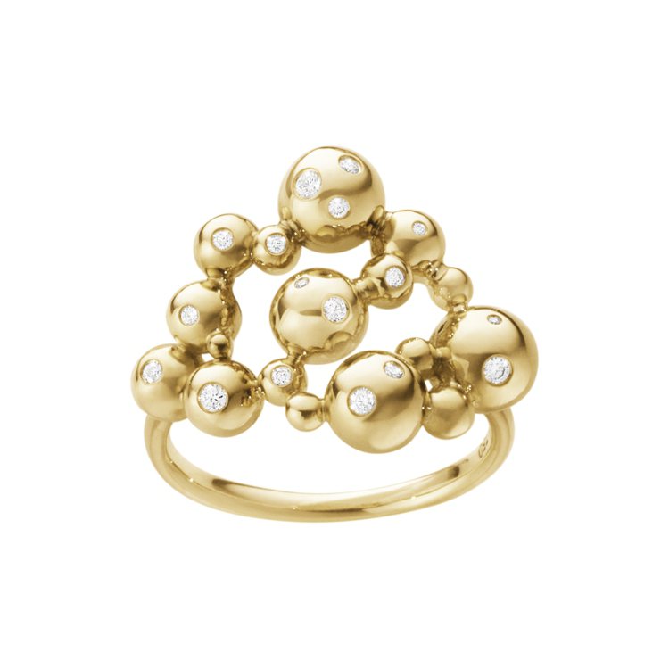 MOONLIGHT GRAPES月光葡萄系列，18K黃金鑲鑽戒指，77,000元...