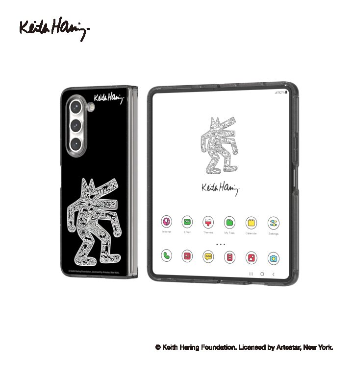 Samsung Galaxy Z Fold5 Eco-Friends Keith Haring聯名保護殼（含QR Code，黑），售價1,390元。圖／三星提供