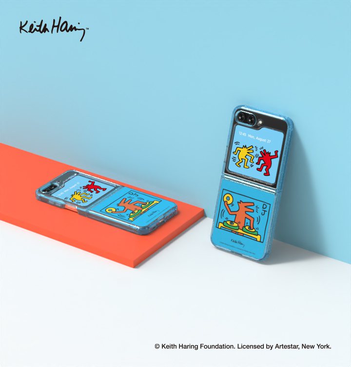 Samsung Galaxy Z Flip5 Eco-Friends Keith Haring聯名保護殼（含QR Code，藍），售價1,390元。圖／三星提供