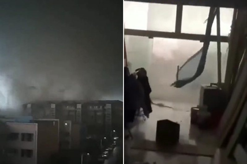 江蘇省北部的宿遷市、鹽城市昨天下午到晚上先後出現強烈龍捲風，同時降下豪雨，截至目前為止已造成10人死亡、8人受傷。圖／取自X