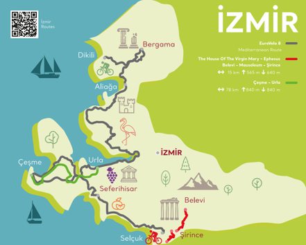 土耳其伊茲密爾（İzmir）這座集壯麗的海岸線、可愛的海濱小鎮、非凡的自然景觀與雄偉的古城於一體的城市，正在為2023年歐洲單車路線網路（EuroVelo）暨騎行旅遊大會做著準備。土耳其旅遊促進和發展局提供