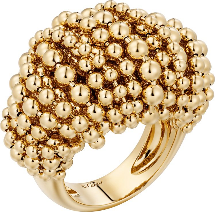 Cartier Libre-Tressage系列金珠戒指，黃K金，37萬9,000元。圖／卡地亞提供