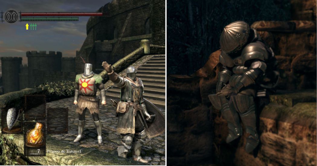 太陽騎士（圖左身上有太陽圖案者）與洋蔥騎士可以說是遊戲中個性相當鮮明的NPC 圖...