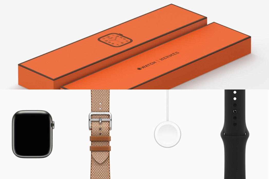 Apple Watch錶款包裝與內容物，除了選擇的錶帶外，還會附贈一條運動錶帶。...