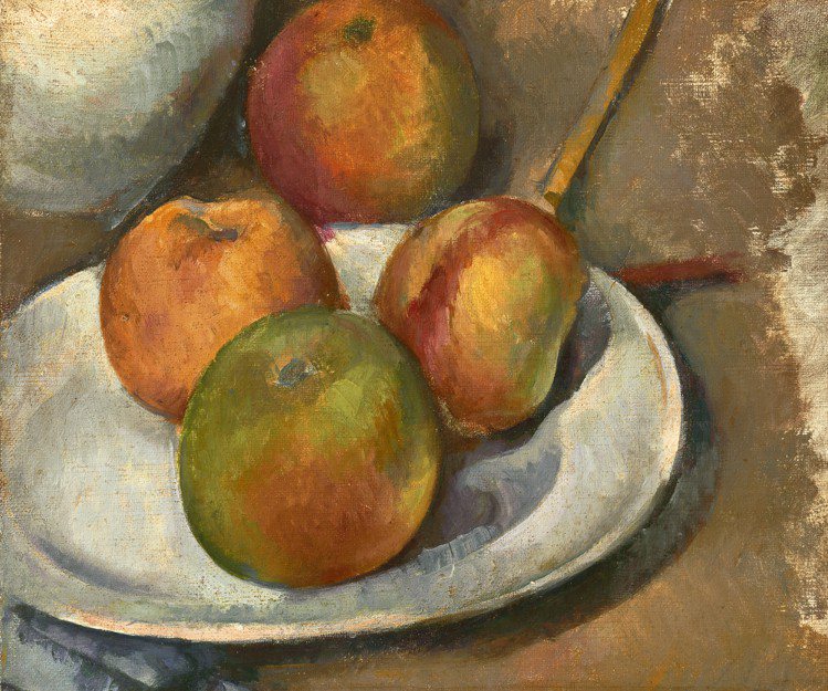 保羅塞尚，《Quatre pommes et un couteau》（四顆蘋果與一把刀），1885年作，估價約700萬美元（約2.25億元台幣）起。