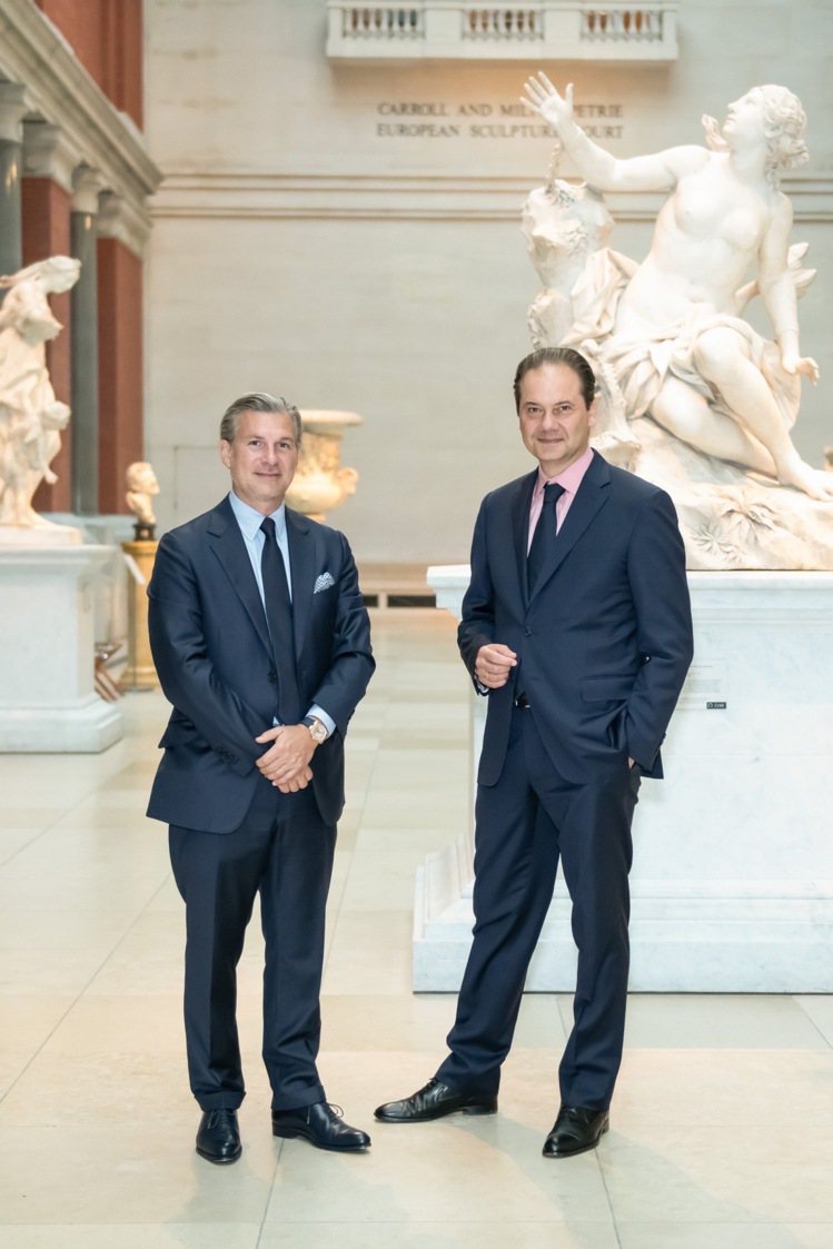 大都會藝術博物館館長暨行政總裁Max Hollein（左）與江詩丹頓全球行政總裁Louis Ferla，正是促成此一重要合作的藝術舵手。圖／江詩丹頓提供