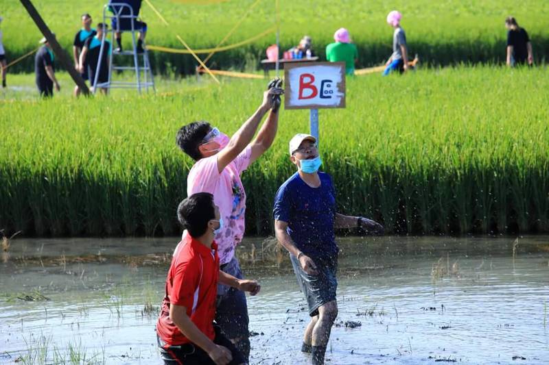 彰化縣二林鎮斗苑休閒農業區發展協會已舉辦4屆的水田排球賽。 圖／主辦單位提供