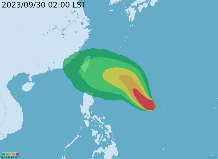 原位於菲律賓東方海面的熱帶性低氣壓，今天凌晨2時發展為輕度颱風小犬，中心位置在鵝鑾鼻東南東方1480公里海面上，以每小時12公里速度，向西北西進行。圖／取自中央氣象署網站