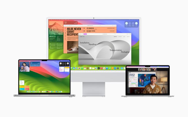 macOS Sonoma讓Mac體驗變得更出色，包括更多以小工具打造個人化的方式、推出Safari與視訊會議重大更新，以及最佳化的遊戲體驗。圖／蘋果提供
