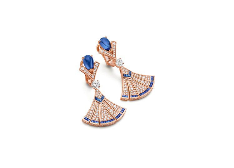 BVLGARI Divas' Dream頂級坦桑石、藍寶石與鑽石耳環。圖／寶格麗提供