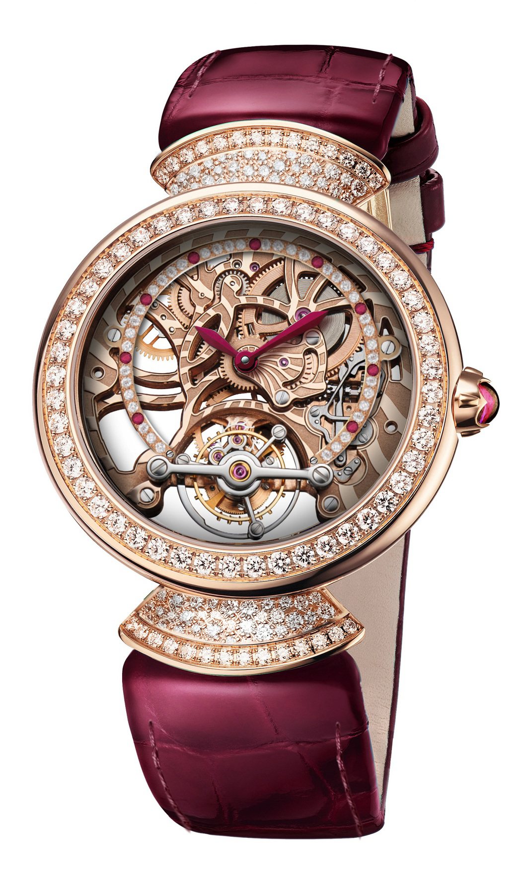 BVLGARI Divas' Dream光之陀飛輪珠寶腕表，37毫米玫瑰金鑲鑽表...