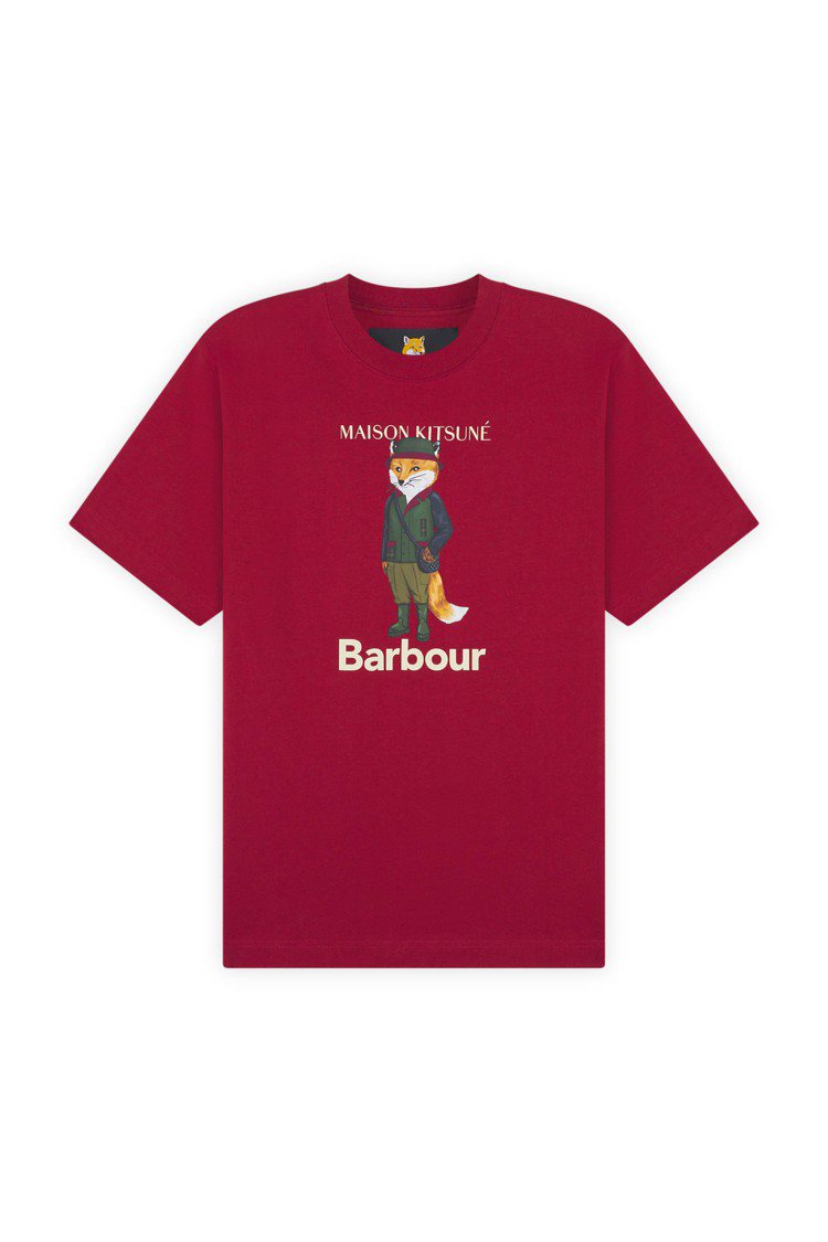 Maison Kitsuné X Barbour狐狸LOGO T恤，3,900元。圖／Maison Kitsuné提供