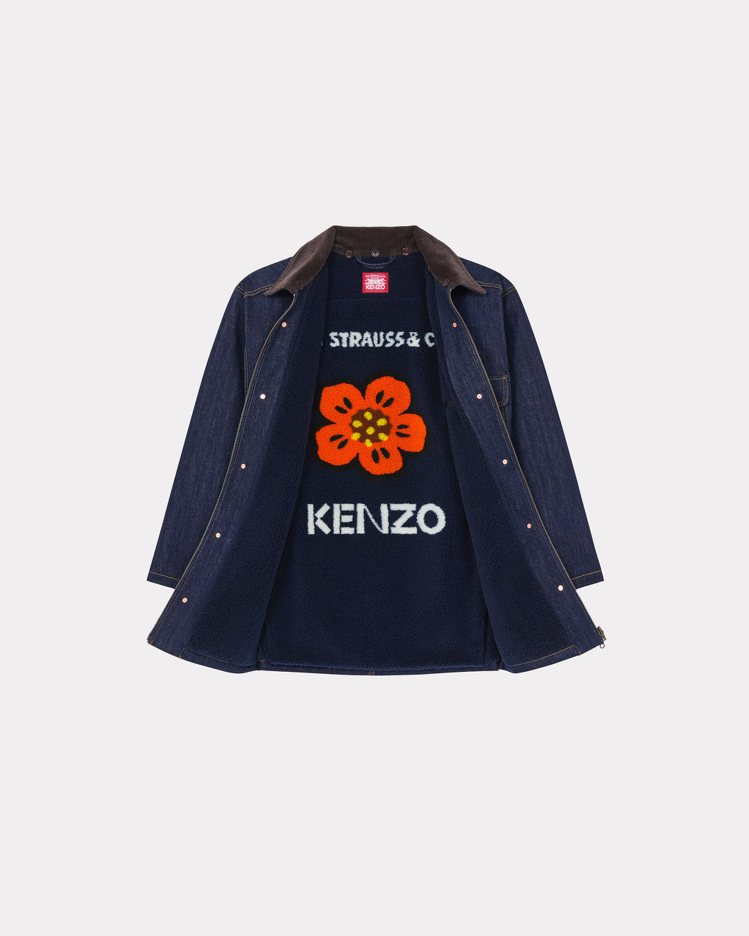 KENZO X LEVI'S®水洗藍雙面丹寧派克外套，32,800元。圖／惇聚國際提供