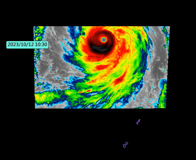 布拉萬颱風扎實的颱風眼，近中心最大風速每秒58公尺，瞬間最大陣風每秒73公尺，7級風平均暴風半徑280公里，10級風平均暴風半徑130公里。圖／取自賈新興臉書