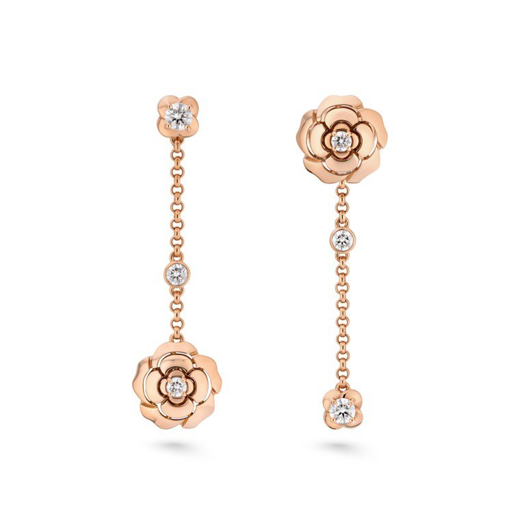 Extrait de Camélia可轉換式耳環，18K玫瑰金鑲嵌鑽石，約26萬9,000元。圖／香奈兒提供