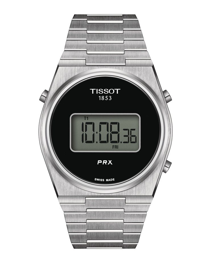 天梭表PRX系列40毫米Digital黑面腕表，精鋼表殼與表鍊，約11,200元...
