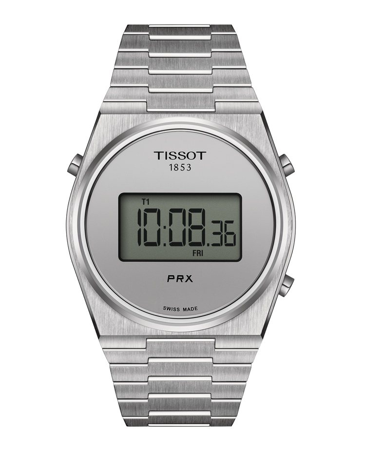 天梭表PRX系列40毫米Digital腕表，精鋼表殼與表鍊，約11,200元。圖...