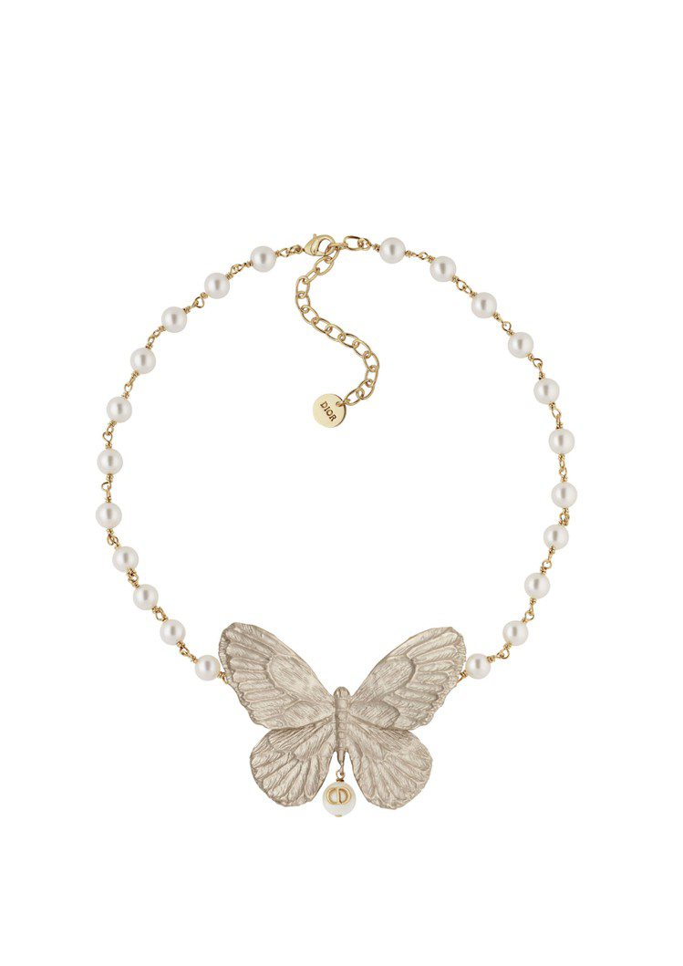 DIOR MÉTAMORPHOSE金色蝴蝶珠飾頸鍊，37,500元。圖／DIOR提供