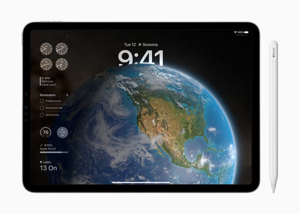 升級至iPadOS 17的iPad Pro螢幕鎖定帶來全新配置。圖｜Apple