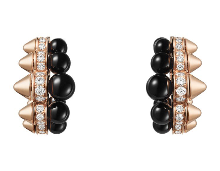 Clash de Cartier超大型縞瑪瑙圓珠與飾釘系列耳環，90萬5,000元。圖／卡地亞提供