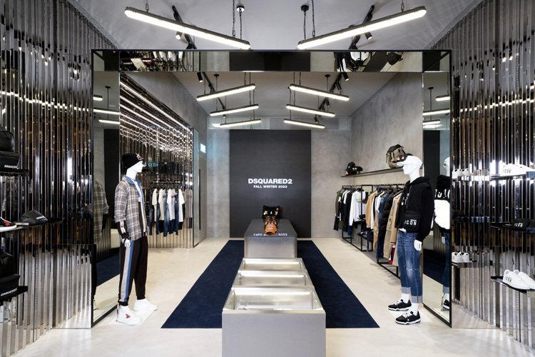 義大利時尚品牌DSQUARED2結束了為期三個月的快閃店，正式進駐微風南山百貨，在台打造首間旗艦店。圖／厲勝國際提供