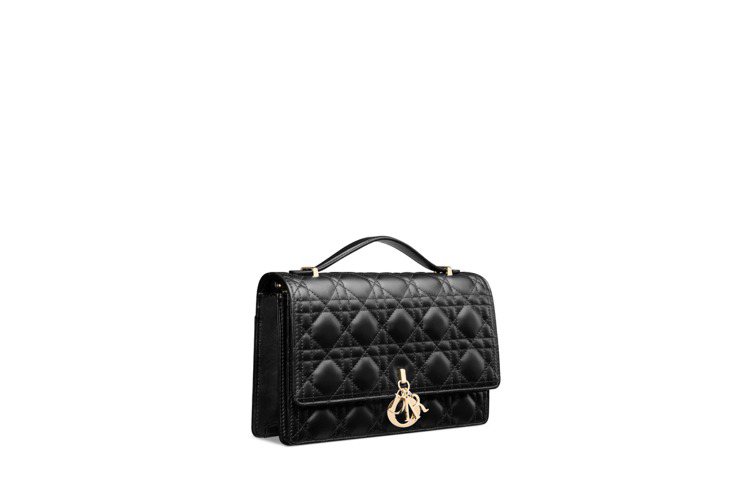 Miss Dior黑色籐格紋小羊皮提包，12萬5,000元。圖／Dior提供