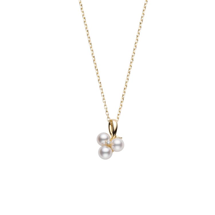 網路限定MIKIMOTO花朵造型珍珠鑽石墜鍊，28,000元。圖／MIKIMOTO提供