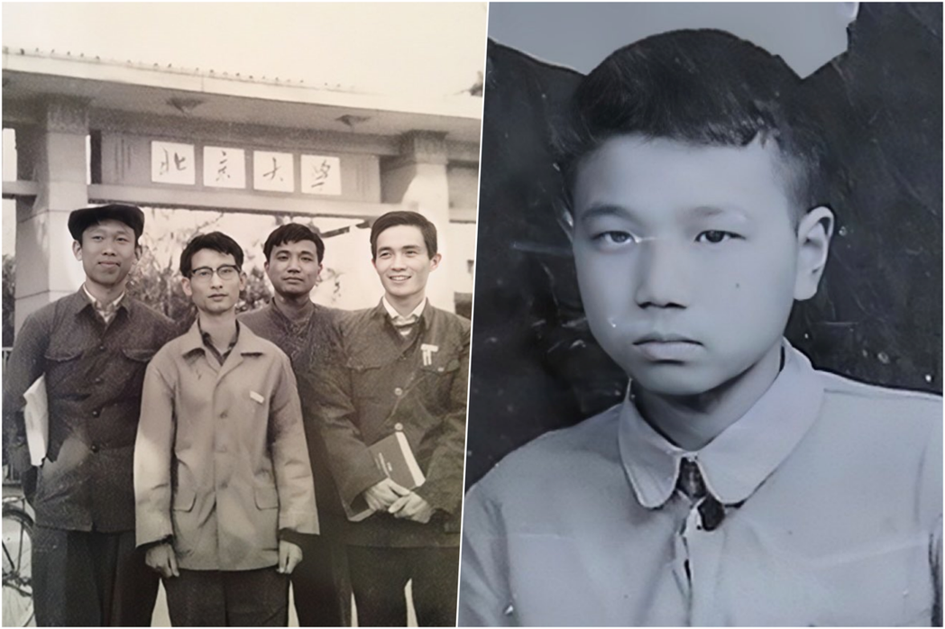 1978年李克強（左圖右二）在北京大學前跟同學的合照、13歲的李克強（右） 圖／...