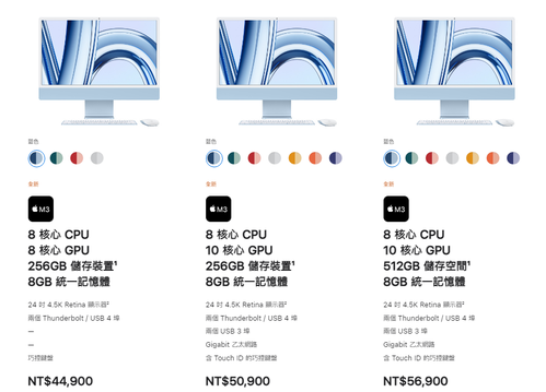 iMac 價格。圖片截自蘋果官網