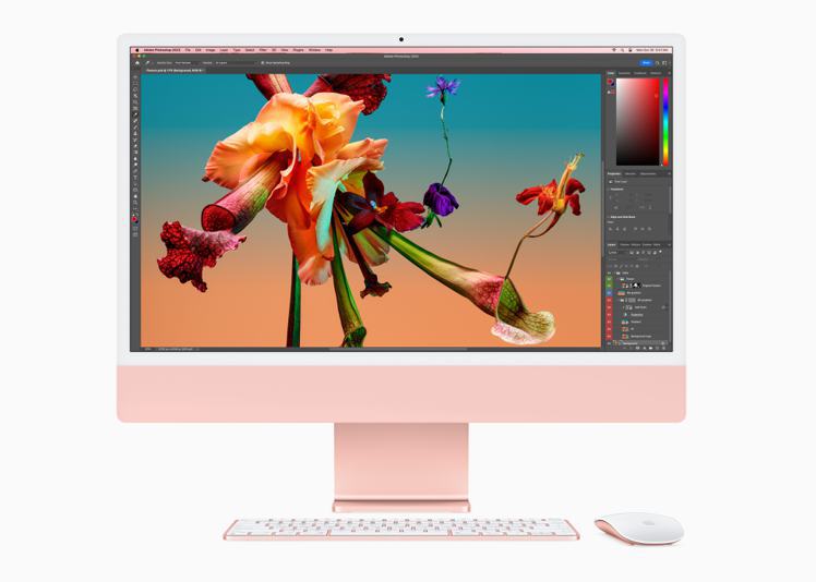 M3更進一步推展iMac效能，讓使用者能更快速地編輯高解析度照片。圖／蘋果提供