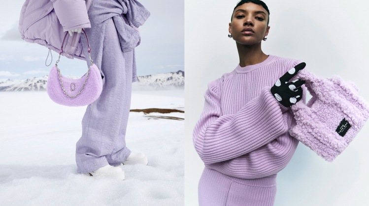Marc Jacobs 2023秋冬泰迪熊絨毛系列，捲捲的人造羊毛帶有溫暖可愛的俏皮感。圖／Marc Jacobs提供