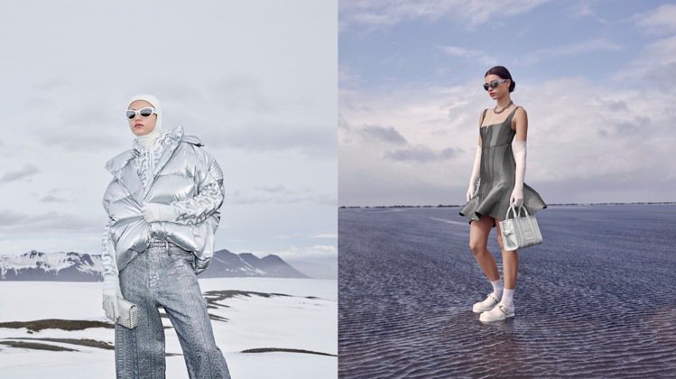 Marc Jacobs 2023秋冬，銀色系列呈現出蓬鬆與流動線條的設計。圖／Marc Jacobs提供