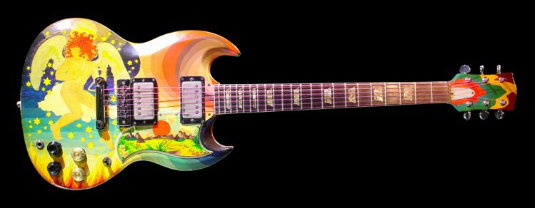 「吉他之神」Eric Clapton在Cream樂團時期，被稱為「The FOOL」的1964年Gibson SG電吉他，估價100萬美元起。圖／Julien's Auctions提供