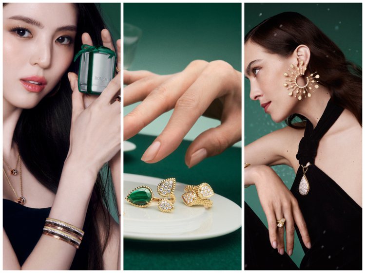 Boucheron發表2023年歲末佳節形象廣告「Emerald Enchantment」，包含品牌大使韓韶禧、Alexa Chung、與日本名模Rola全數入鏡，展現了雀躍、感性的優雅一瞬。圖／Boucheron提供