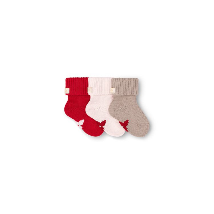 路易威登BABY冬季系列襪子三對套裝，15,400元。圖／路易威登提供