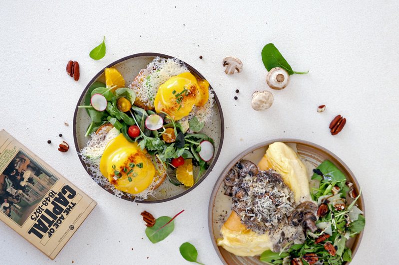 Miacucina裕隆城分店首度推出「大早午餐系列」，打造經典美澳風格的蔬食早餐。圖／Miacucina提供